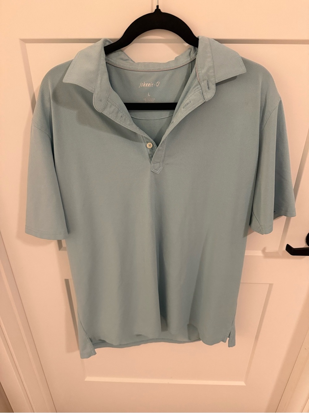 Johnnie-O Performance Polo Shirt Men’s L Light Blue Stretch Golf Casual Short